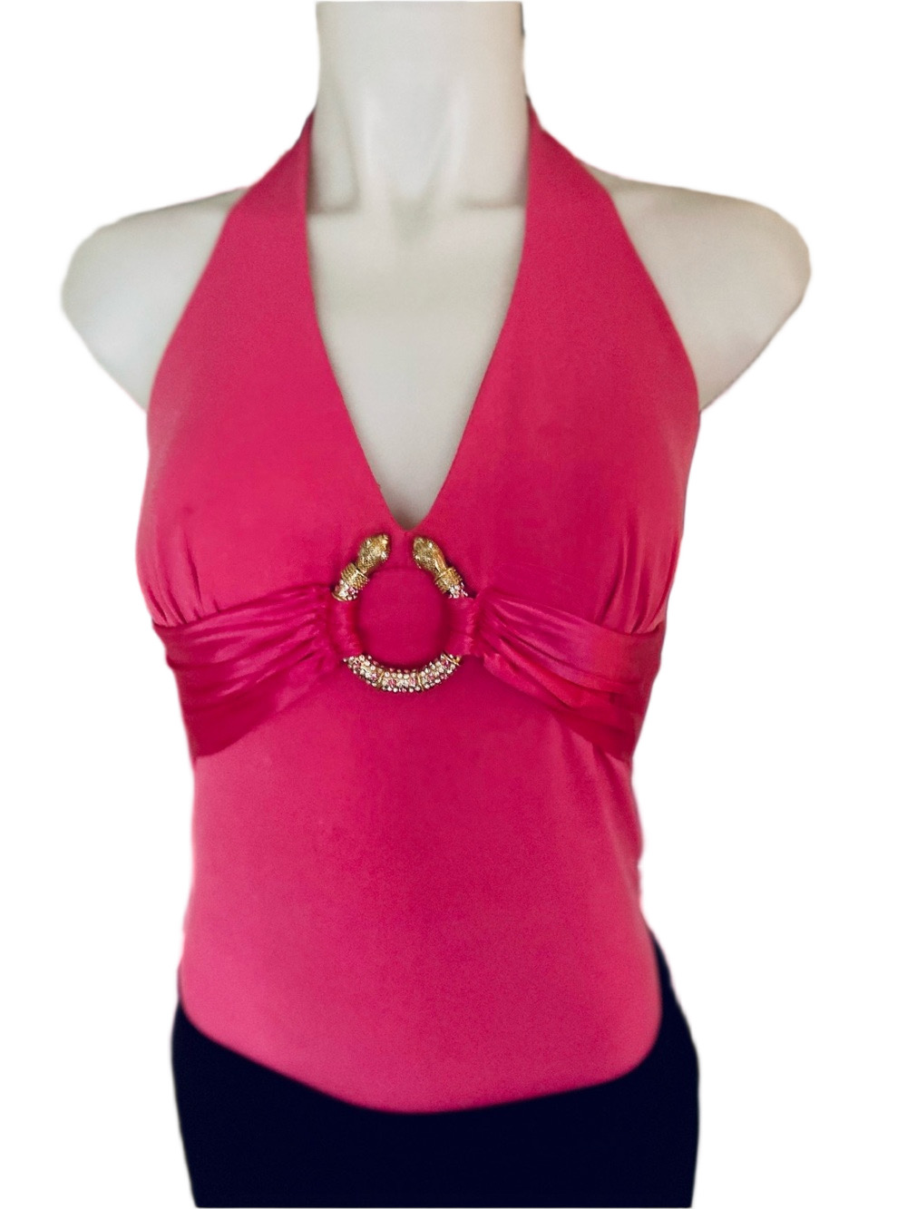 Rare Cache Pink Snake Ring Halter Top Seen on TV Gabrielle Solis Y2K Bling